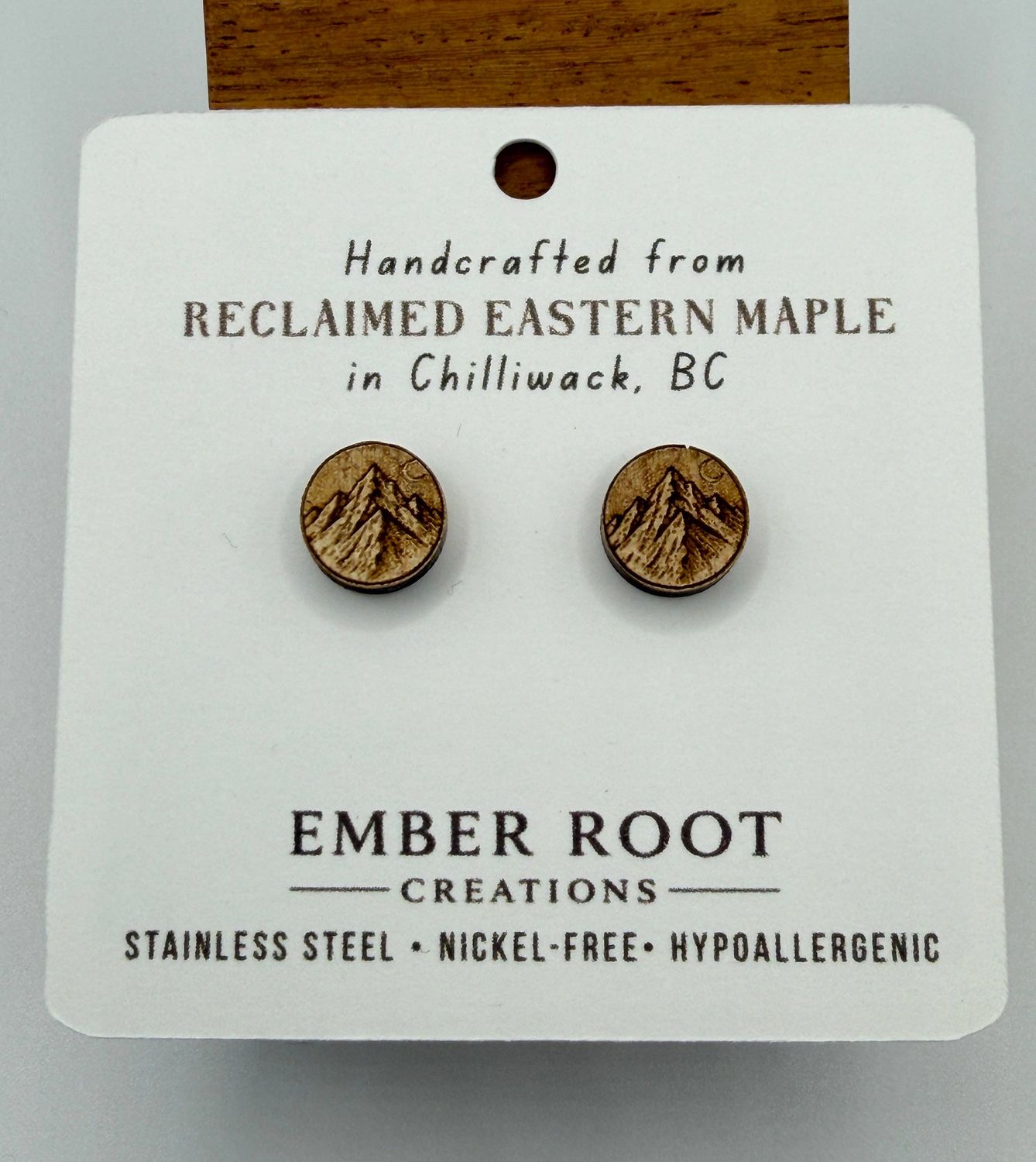 Mountain Wood Stud Earrings