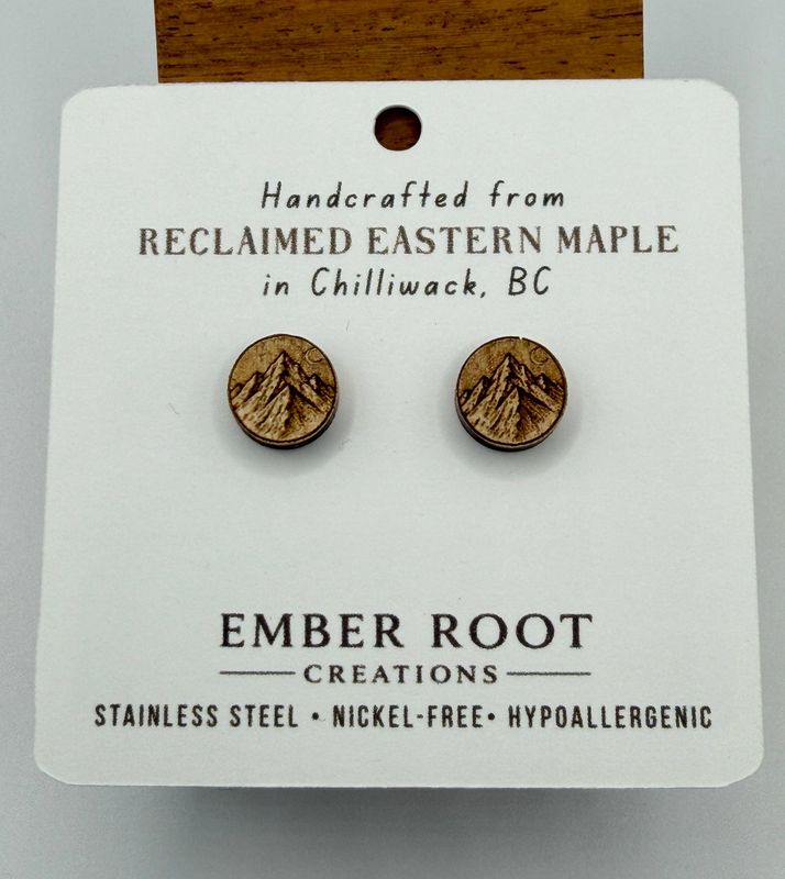 Mountain Wood Stud Earrings