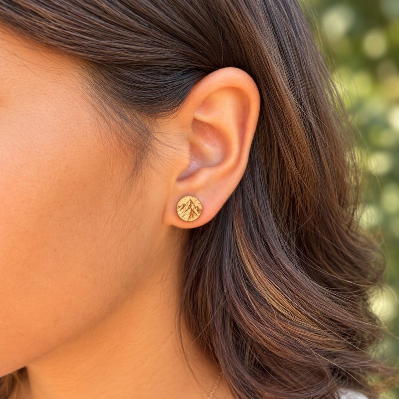 Mountain Wood Stud Earrings