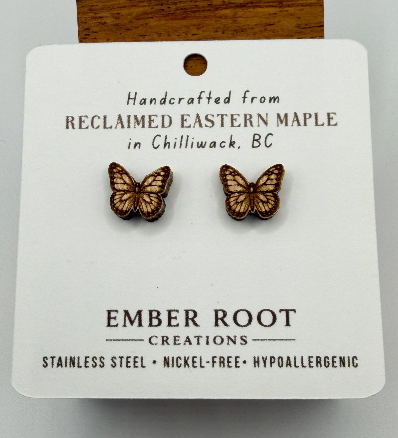 Butterfly Wood Stud Earrings