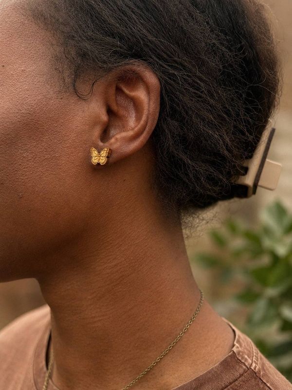 Butterfly Wood Stud Earrings