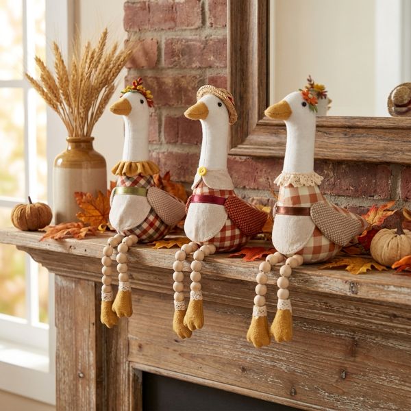 Fall Stuffed Geese Shelfsitters