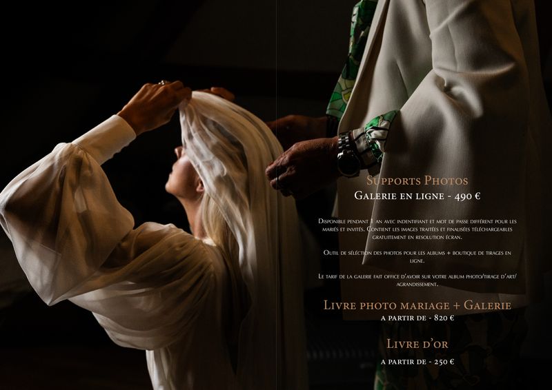 Une maquette de plaquette de présentation Indesign pour les photographes de mariage, 8 doubles pages