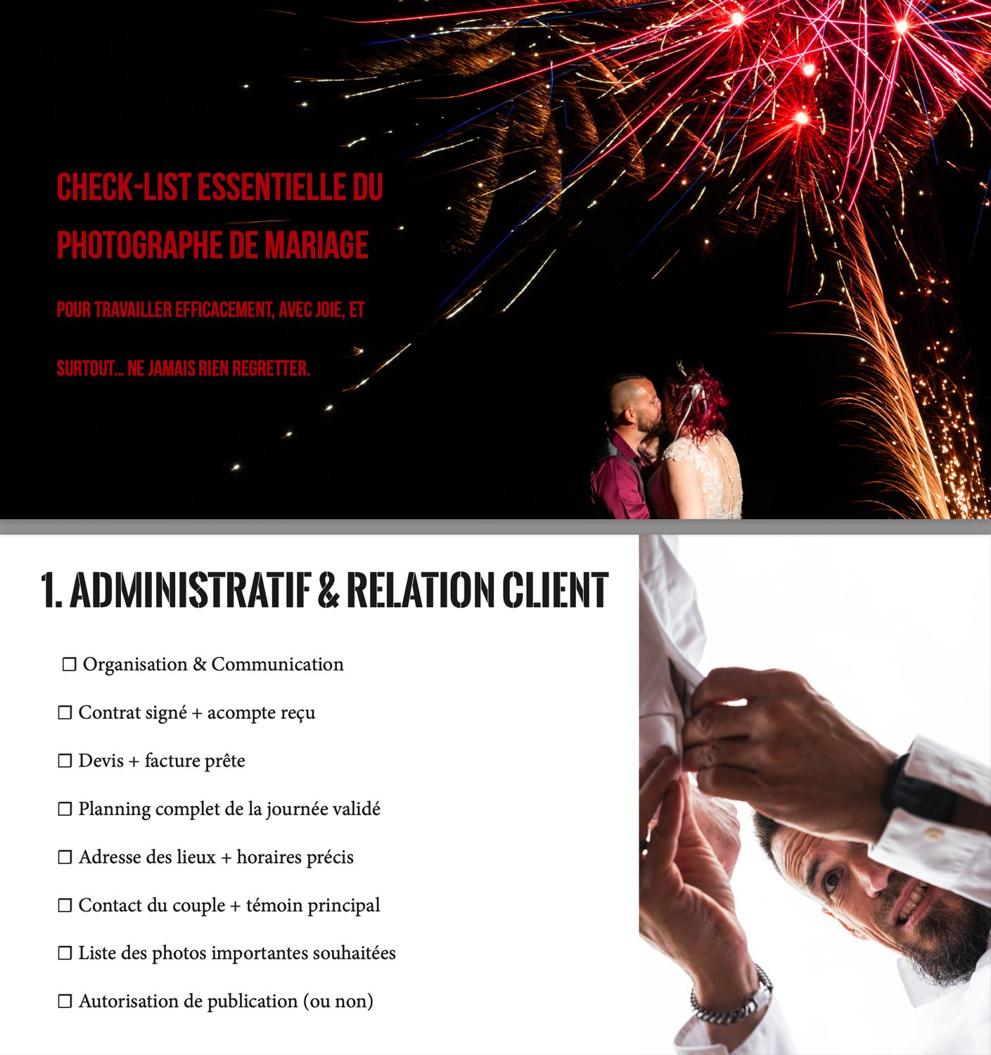 🎓 La checklist essentielle du photographe de mariage (gratuite)