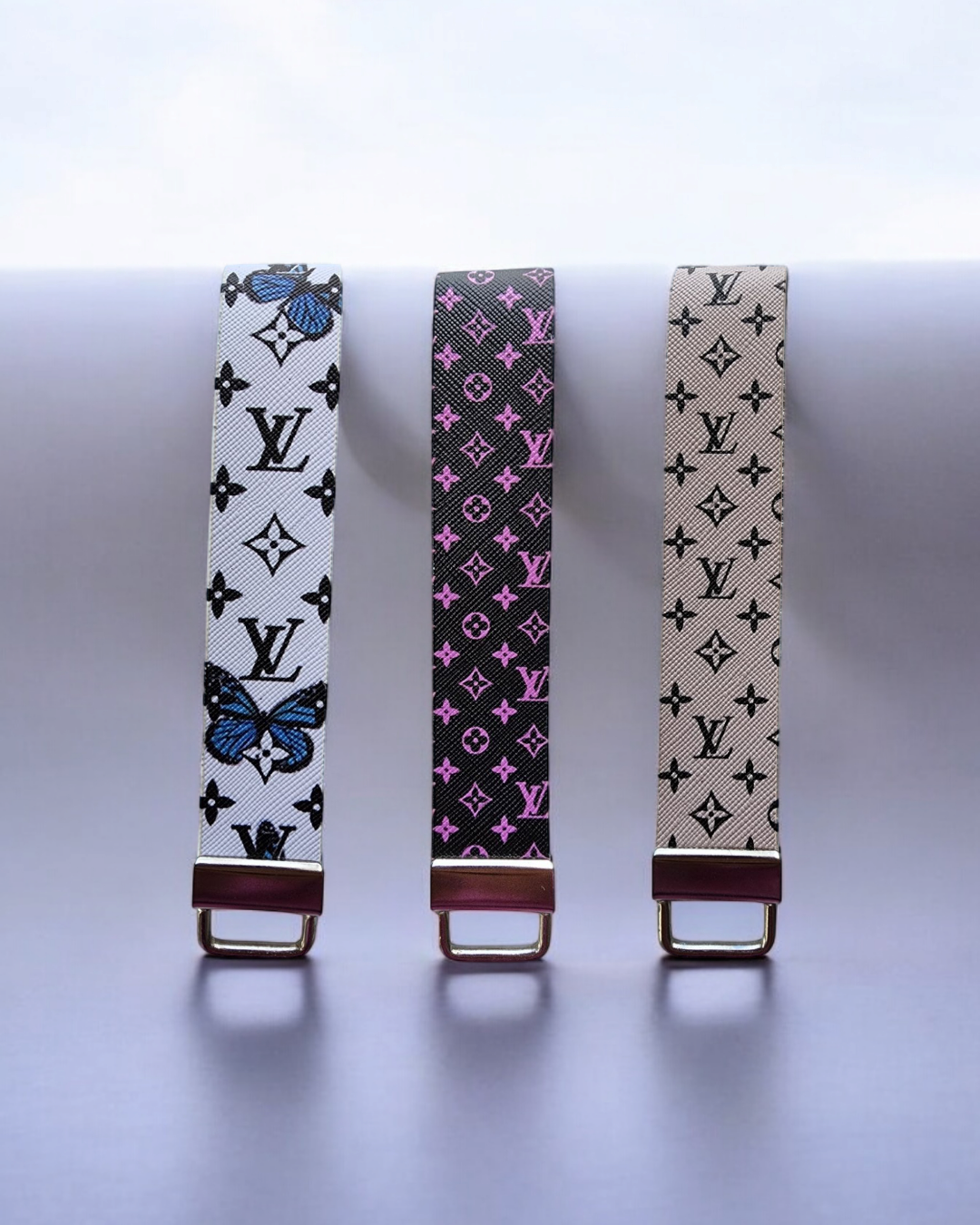 Beige LV Wristlet Keychain