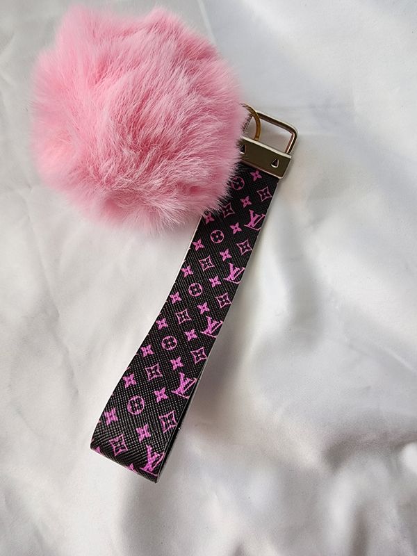Pink LV Wristlet Keychain