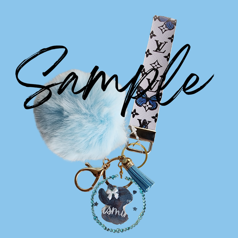 Butterfly Wristlet with Acrylic and Tessel Keychain