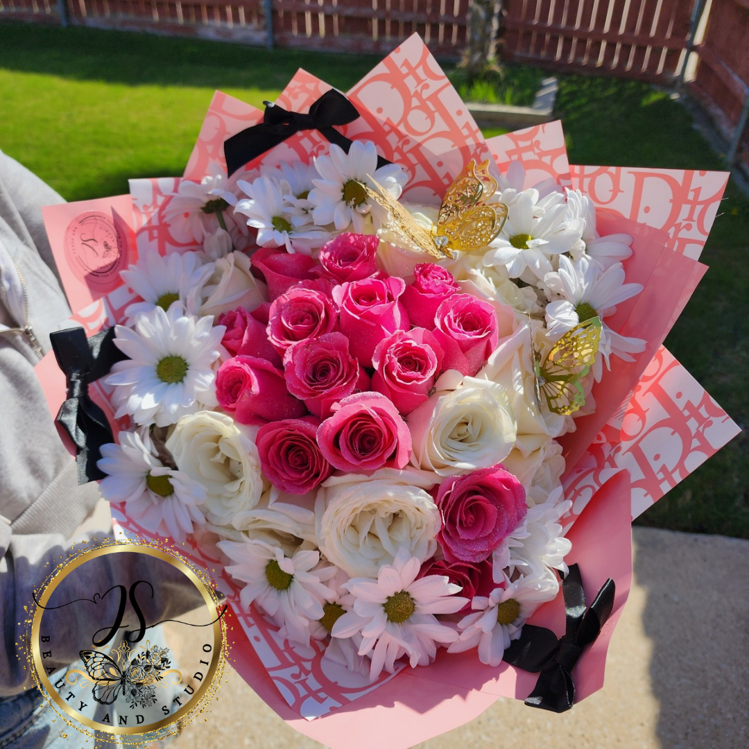 Coquette Pink Mix Bouquet with glitter