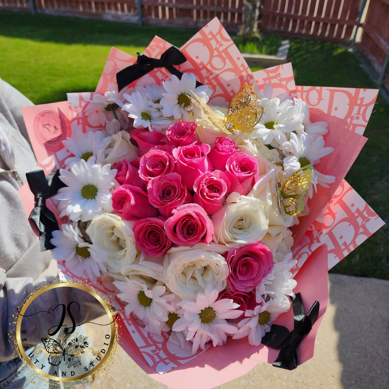 Coquette Pink Mix Bouquet with glitter