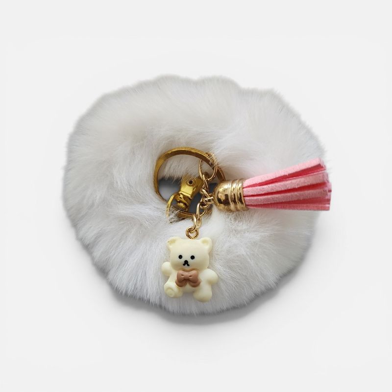 WHITE BEAR KEYCHAIN + SCRUNCHIE 