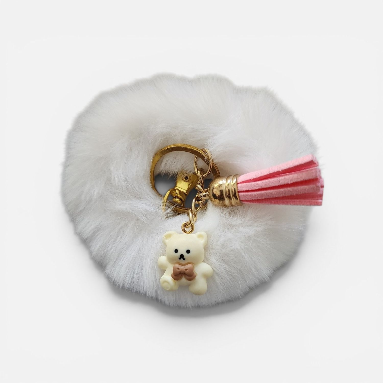 WHITE BEAR KEYCHAIN + SCRUNCHIE 