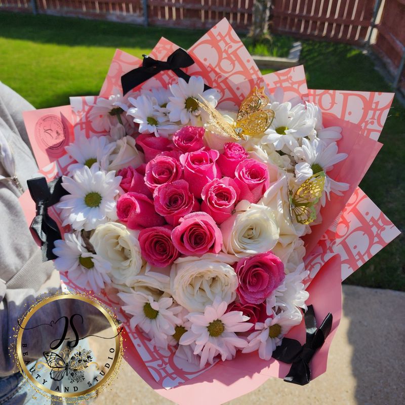 Coquette Pink Mix Bouquet with glitter