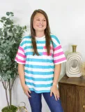 Blue and Pink Pocket Tee