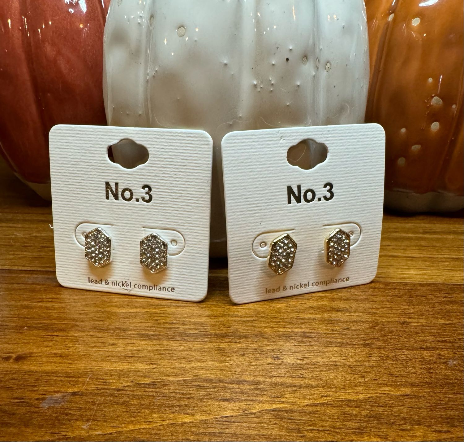 Rhinestone Hexagon Studs