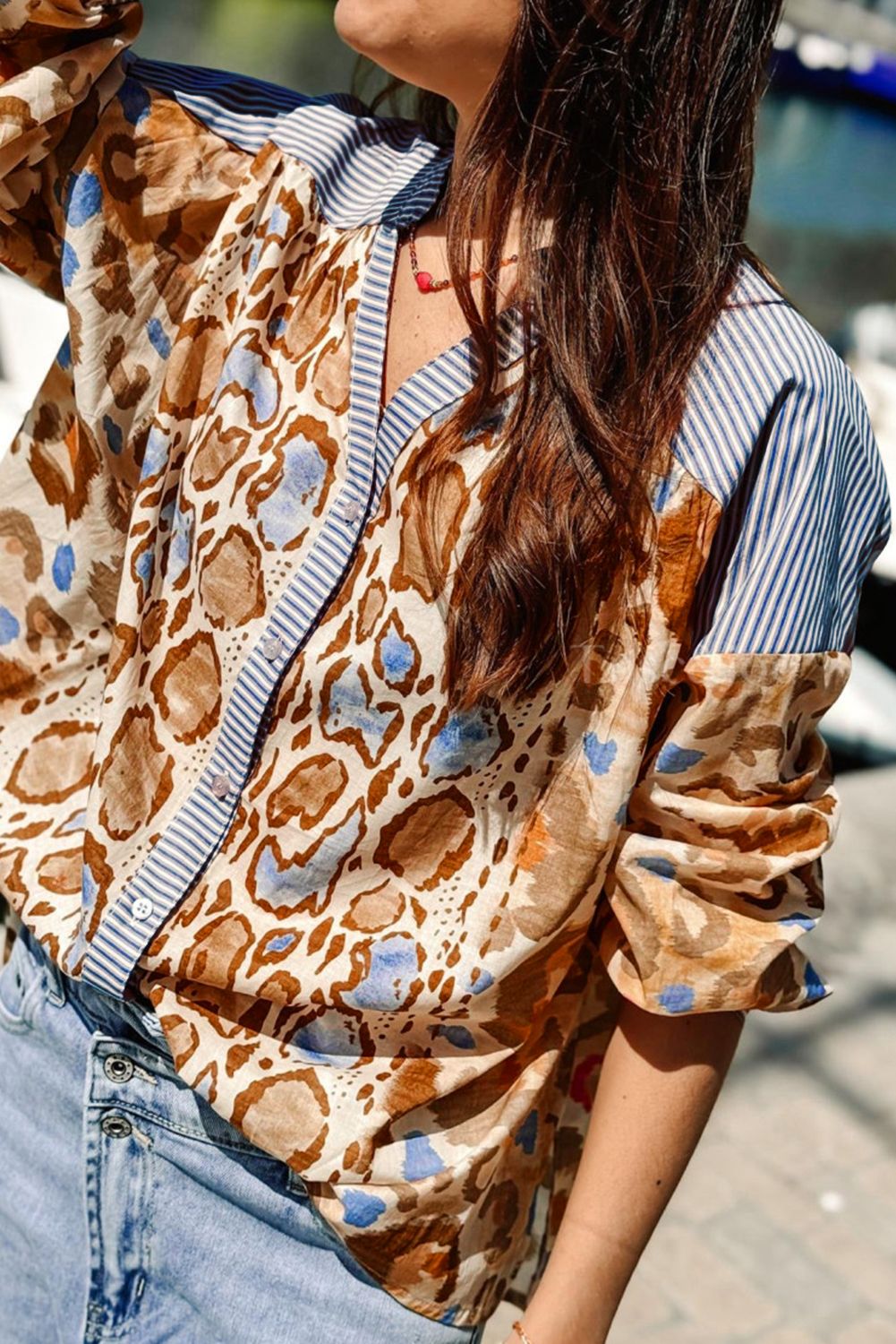 Leopard and Striped Blouse