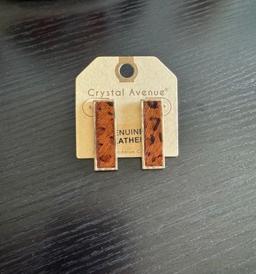 Goldbar Leopard Print Earrings