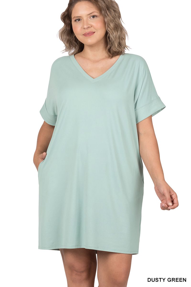 Zenana Dusty Green Dress