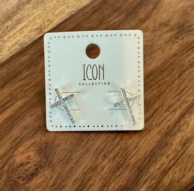 Rhinestone Cross Studs