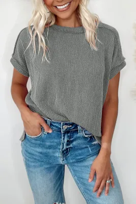 Medium Gray Textured Top
