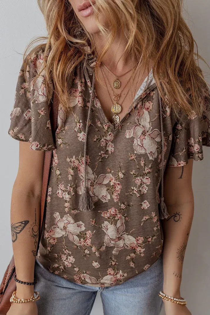 Khaki Floral Blouse