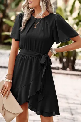 Black Pleated Mini Dress