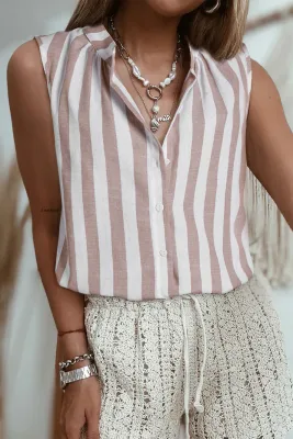 Khaki Stripe Casual Top