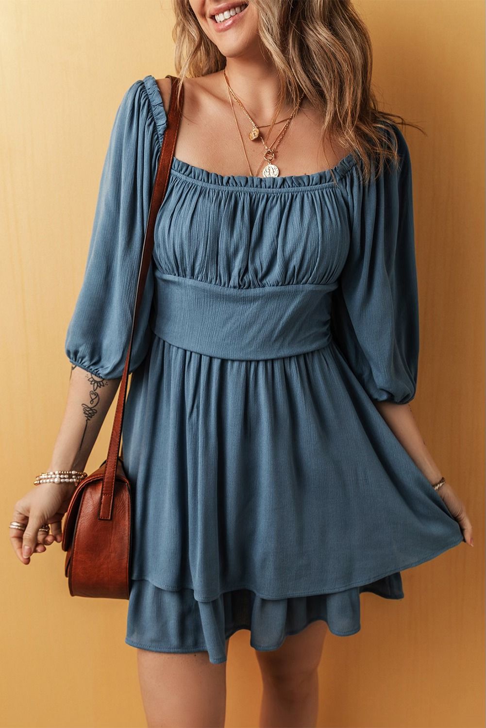 Teal Ruched Dress