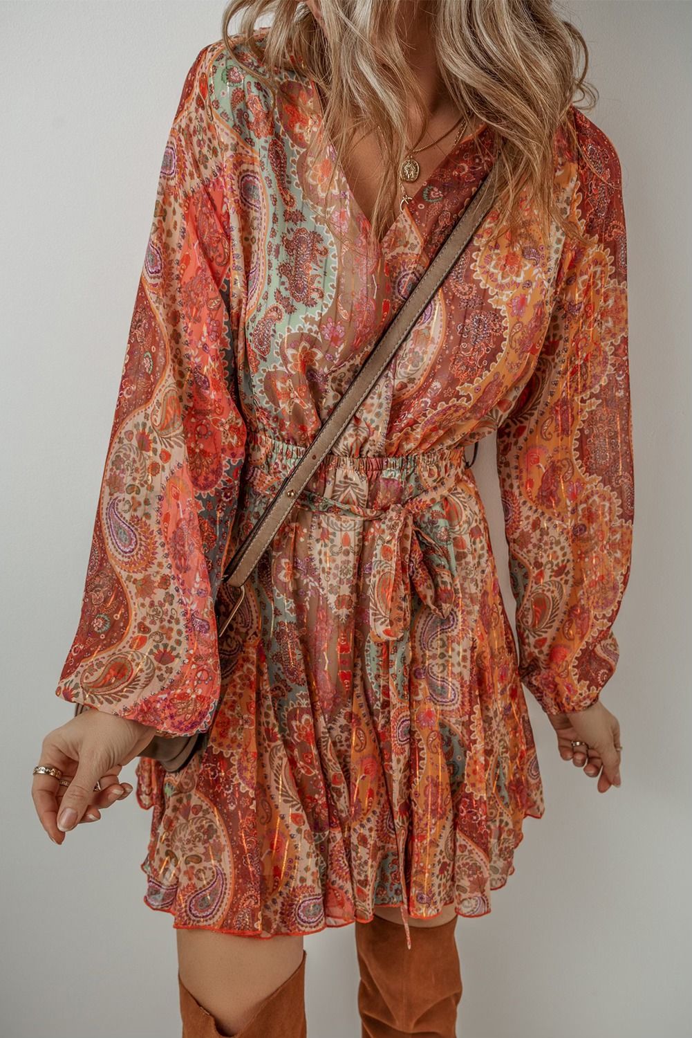 Orange Boho Paisley Dress