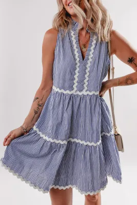 Blue Striped Ric Rac Dress