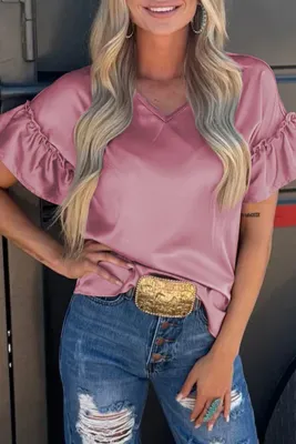 Satin Ruffle Top
