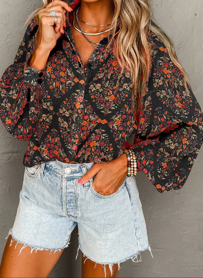 Black Floral Blouse
