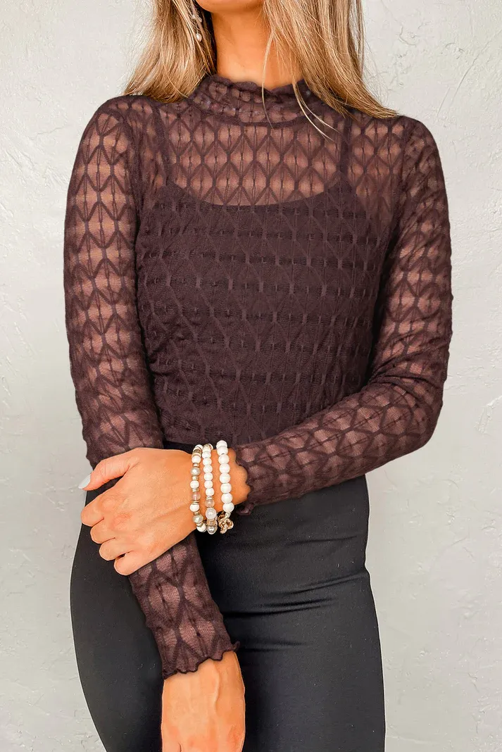 Brown Sheer Mesh Top