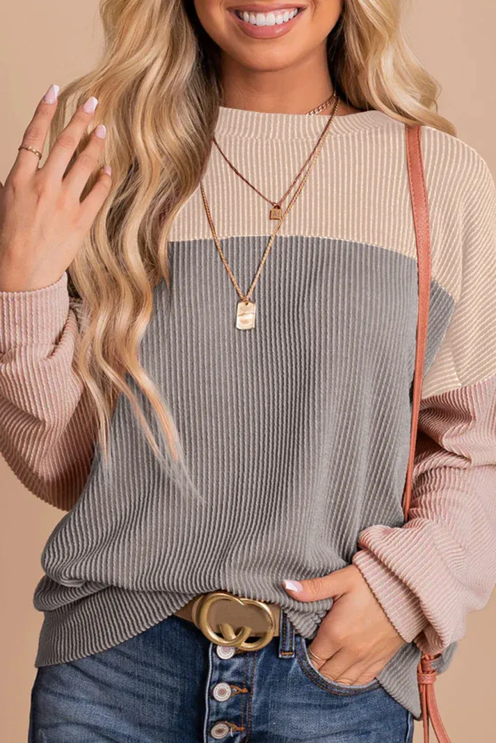Colorblock Ribbed Loose Top