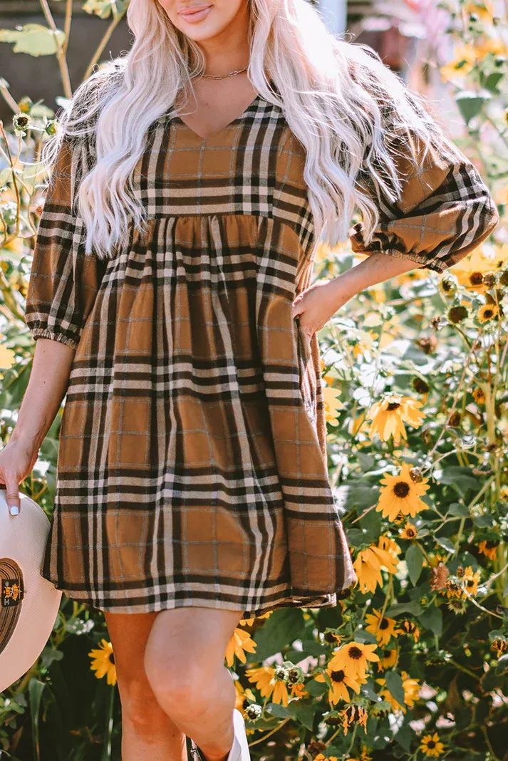 Brown Plaid Dress