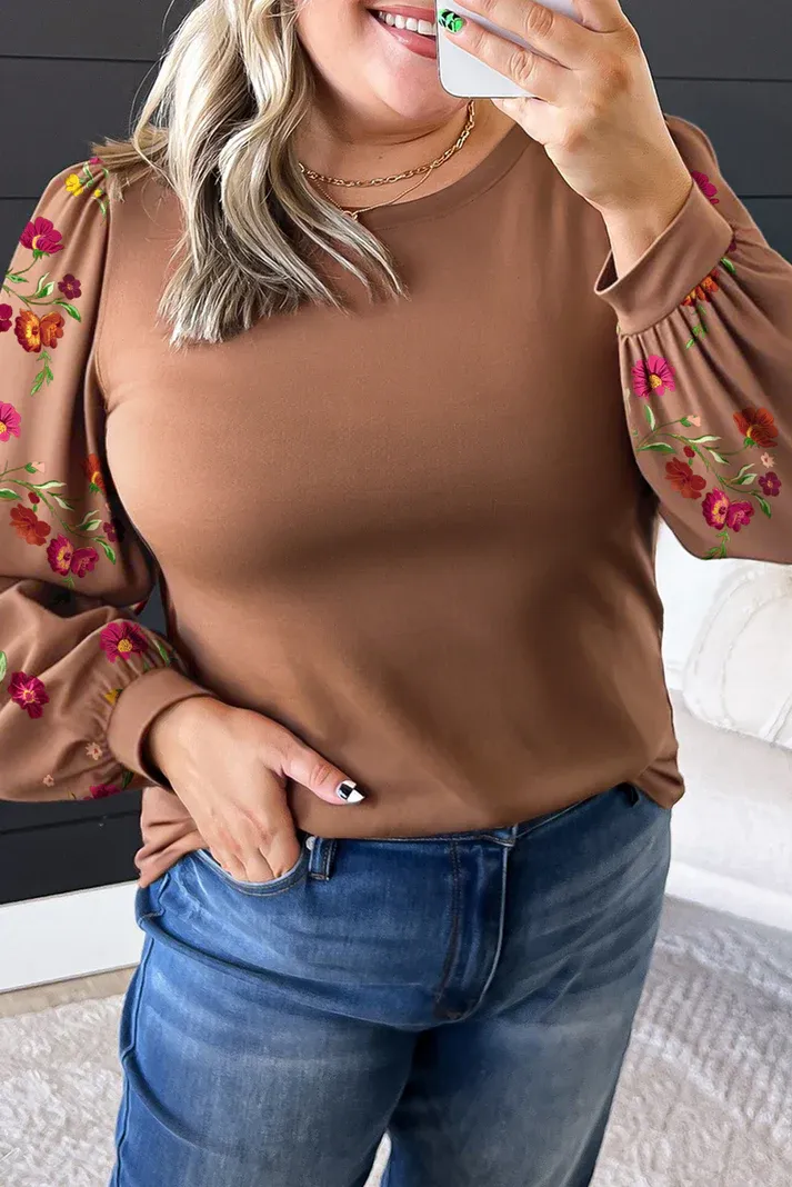 Brown Floral Blouse