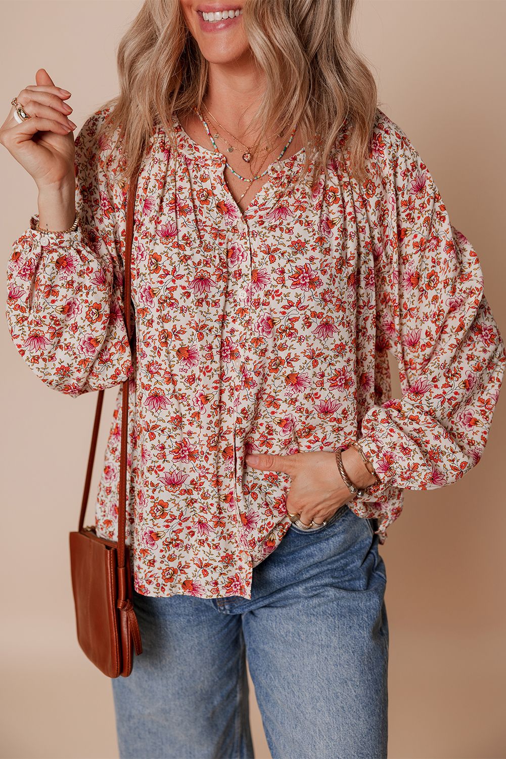 Floral Pleated Blouse