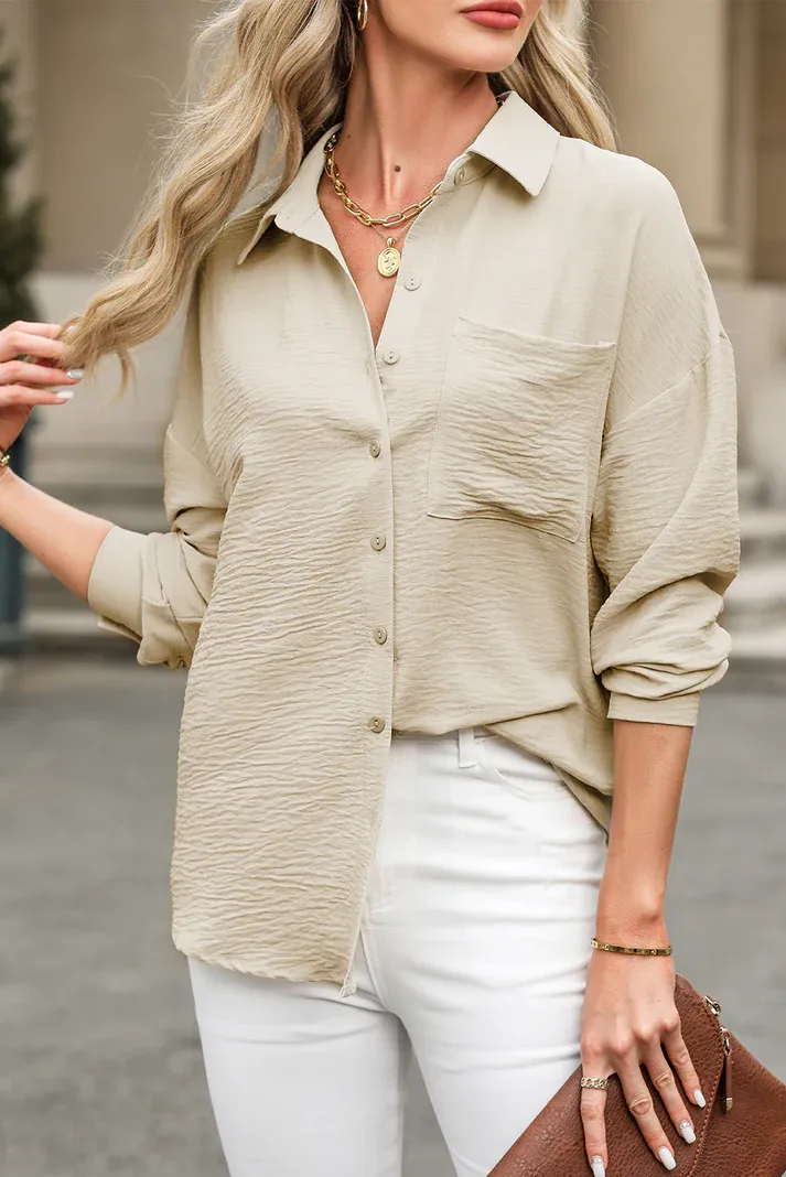Beige Crinkle Pocket Shirt