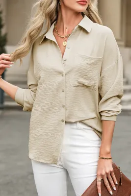 Beige Crinkle Pocket Shirt