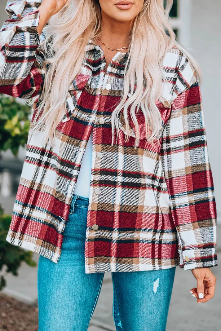 Red Plaid Pocket Shacket