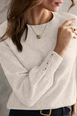Button Sleeve Crewneck