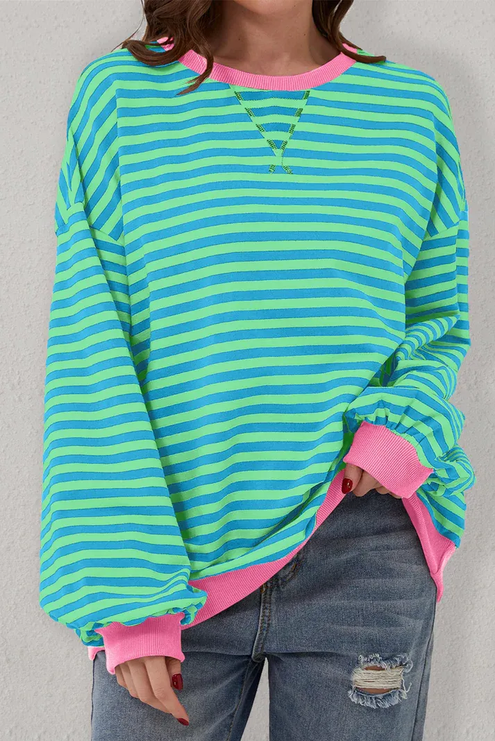 Blue Stripe Oversize Pullover