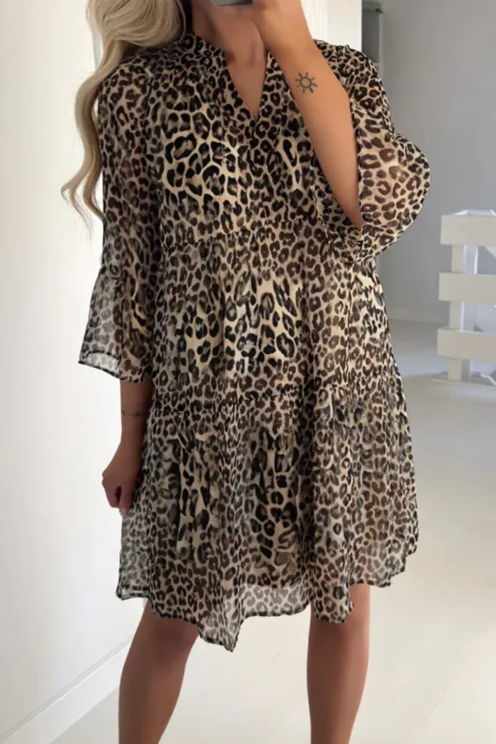 Khaki Leopard Swing Dress