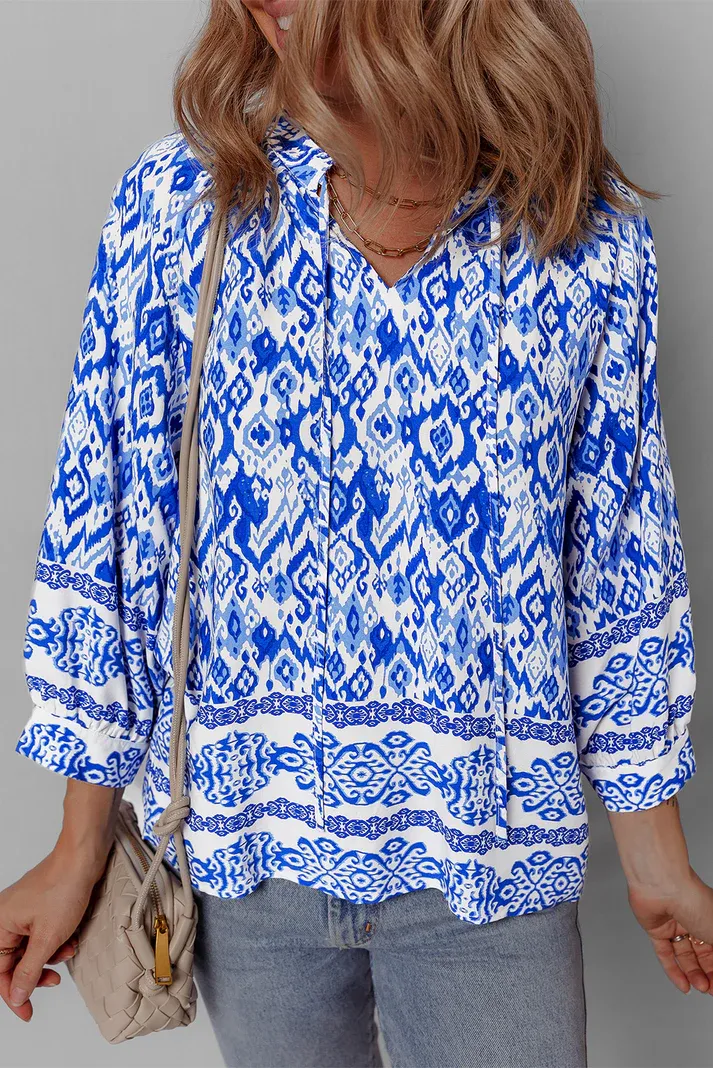 Blue Boho Blouse