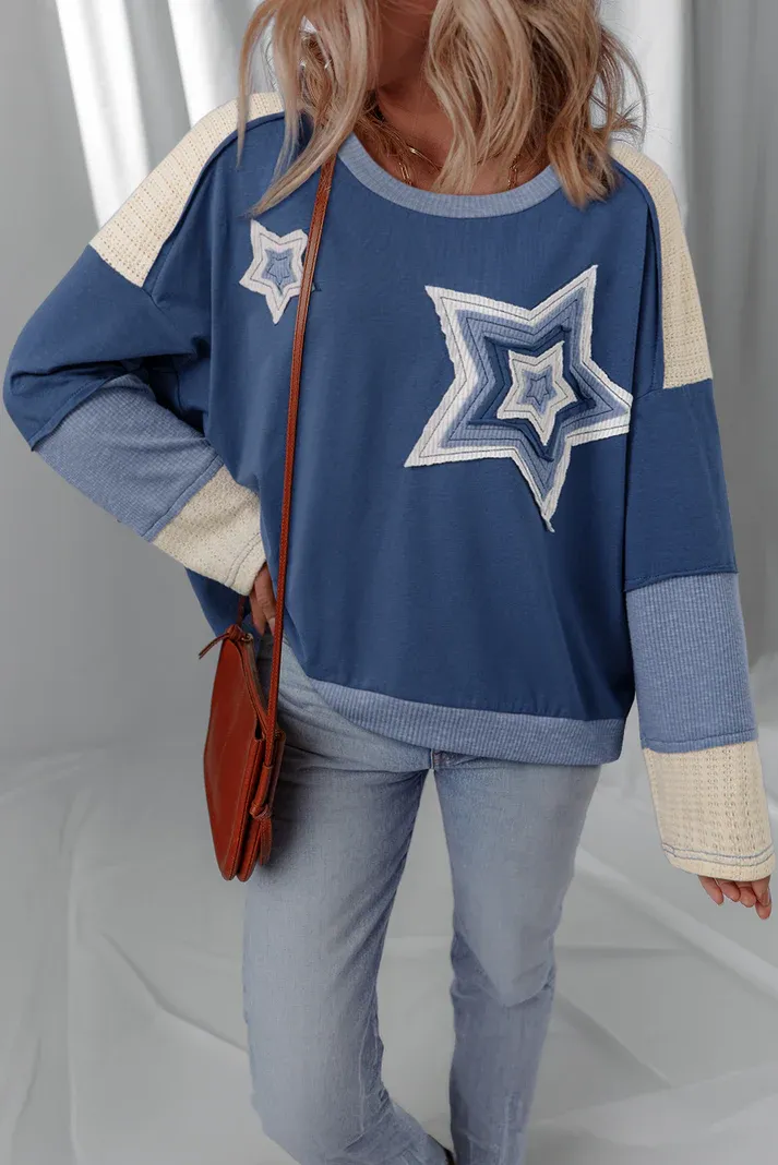 Blue Colorblock Star Top