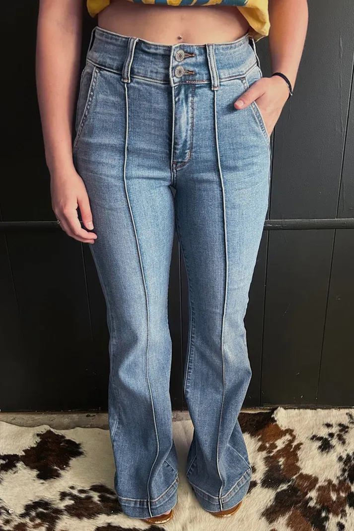 Double Button Bootcut Jeans