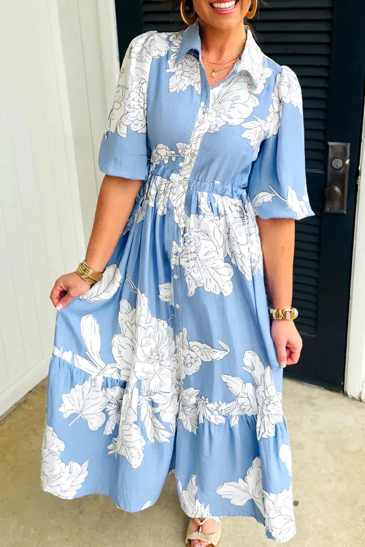 Blue Floral Fall Midi