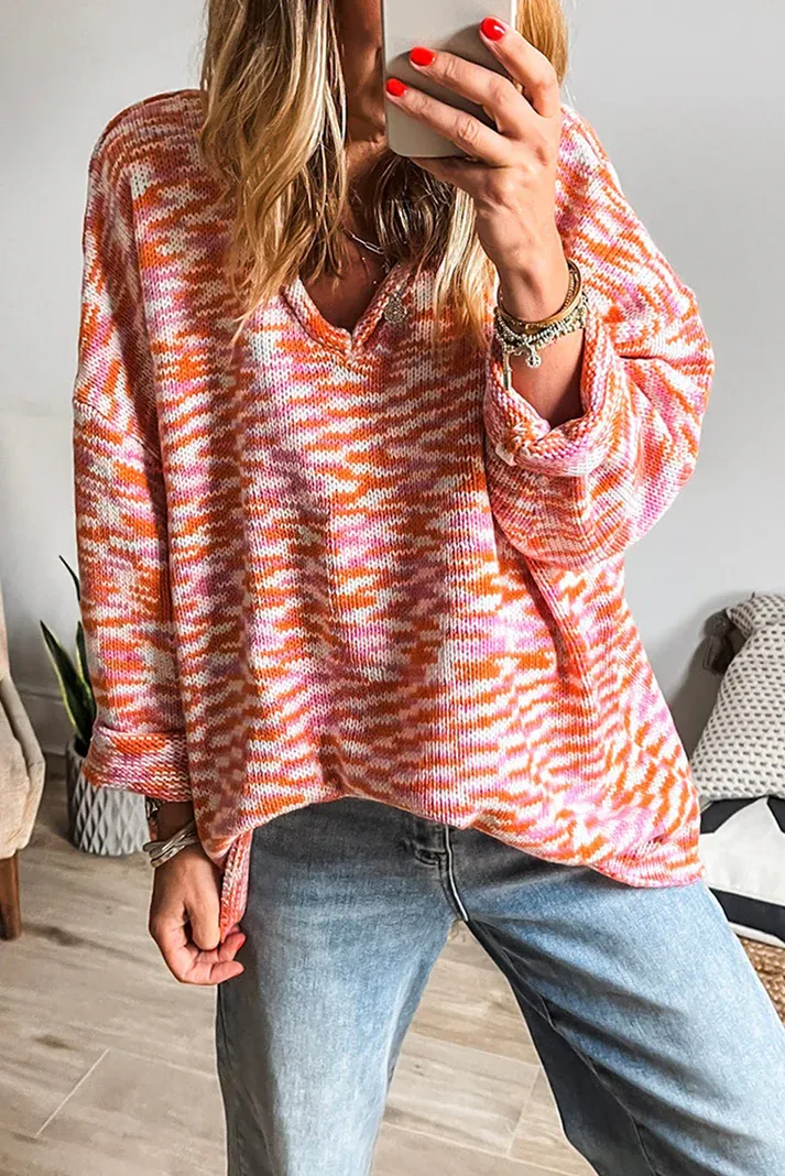Orange Abstract Tunic Sweater