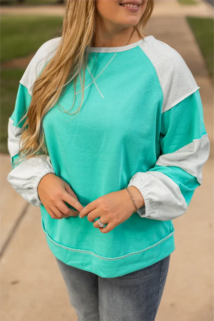 Blue Colorblock Top