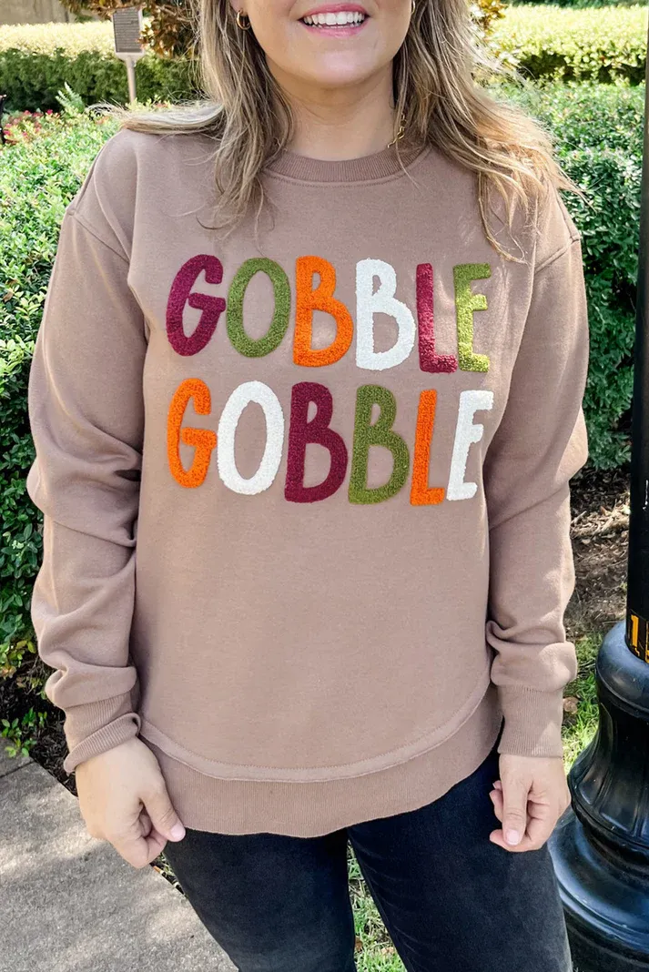 Dark Khaki GOBBLE Graphic Top