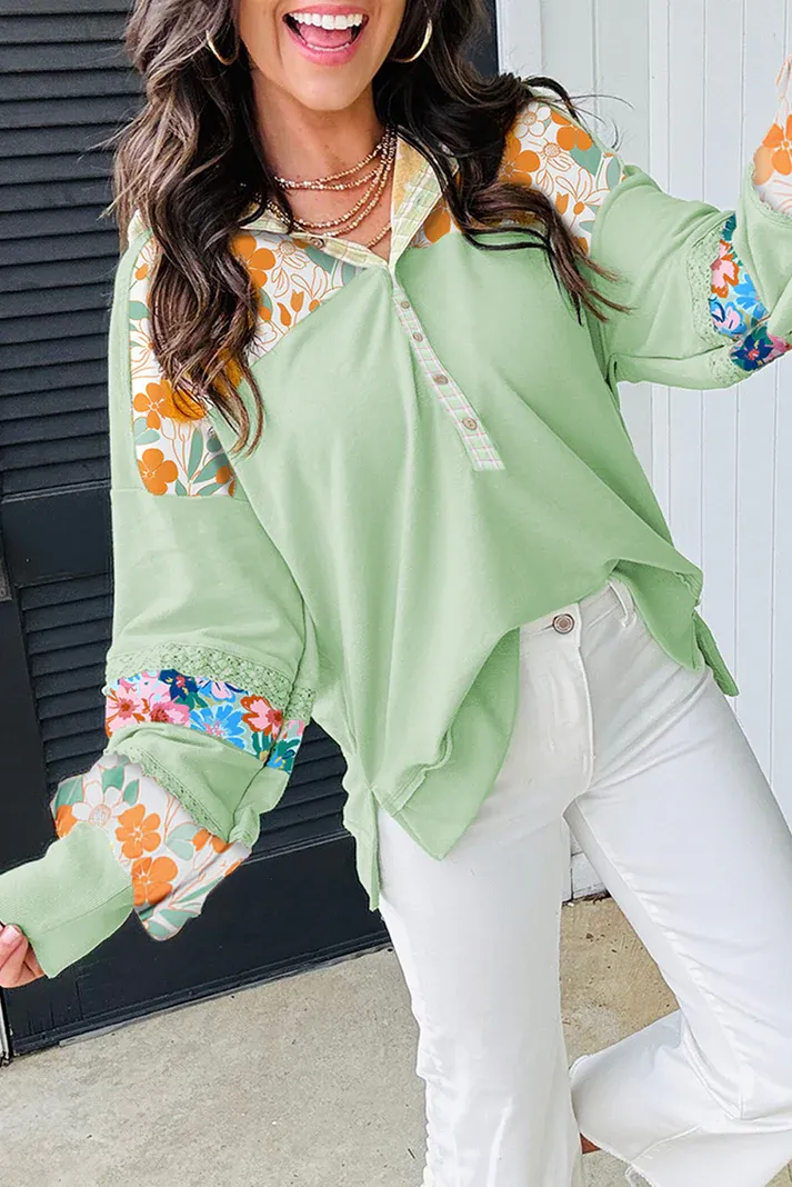 Lace Floral Hooded Pullover